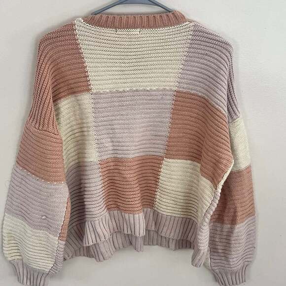 SHEIN Color Block Cable Knit Sweater - Picture 2 of 3